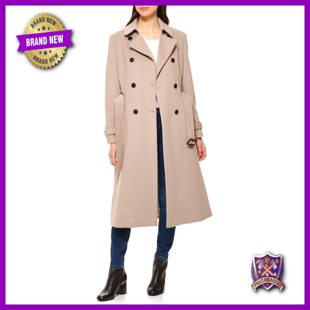 Wool Flared Trench Coat Classic Elegant Tailored Winter Outerwear Chic